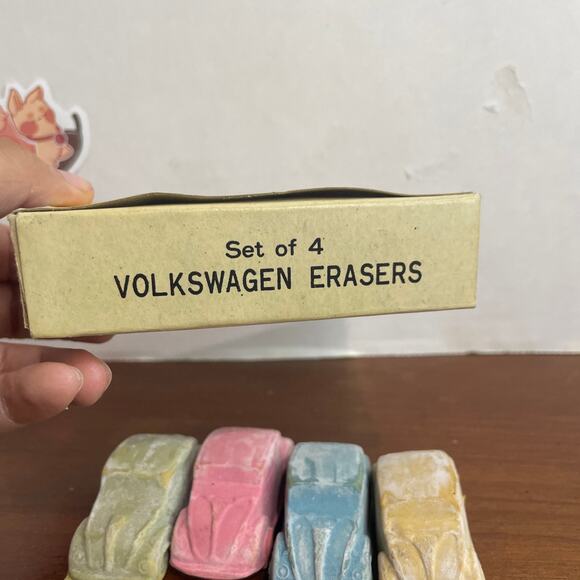 Vintage Volkswagen Erasers Non-toxic Rubber Set 4 Erasers For School Taiwain - Picture 7 of 7